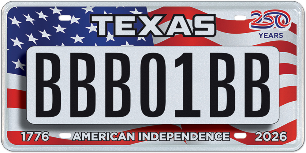 Register Your Interest - American Flag - Specialty plate in Texas