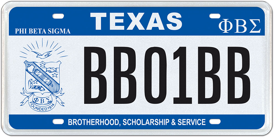Pre-order - Phi Beta Sigma - Specialty plate in Texas
